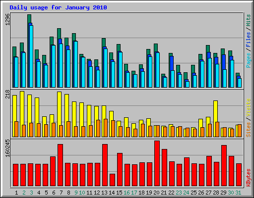 Daily usage for January 2010