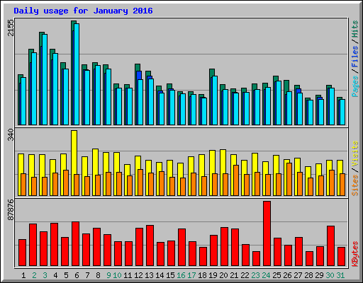 Daily usage for January 2016