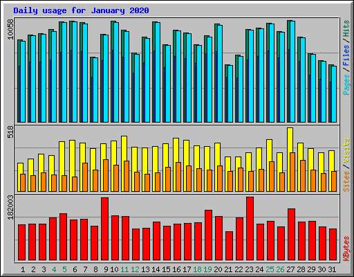 Daily usage for January 2020
