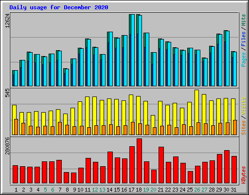 Daily usage for December 2020