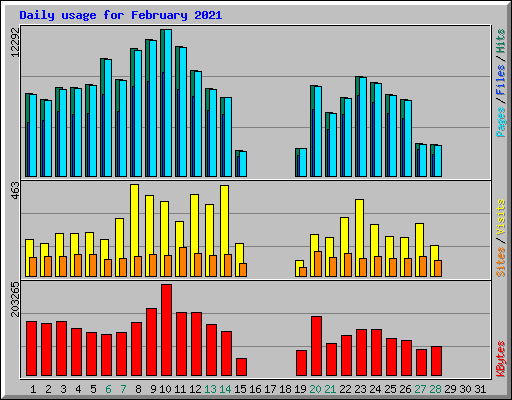 Daily usage for February 2021