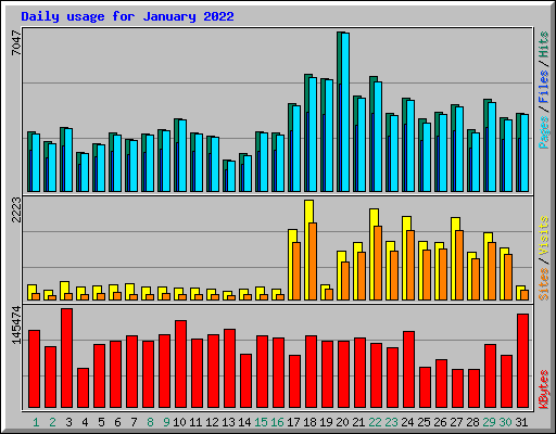 Daily usage for January 2022