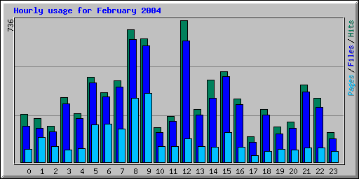 Hourly usage for February 2004