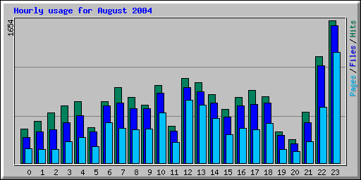 Hourly usage for August 2004