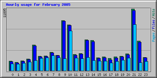 Hourly usage for February 2005