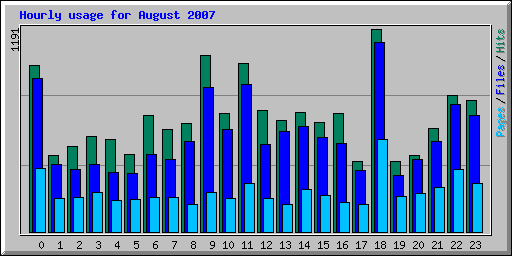 Hourly usage for August 2007