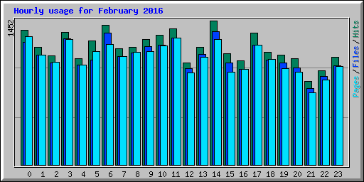 Hourly usage for February 2016
