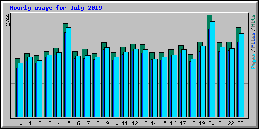 Hourly usage for July 2019